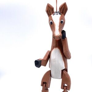 Hand Carved and Painted Horse Puppet Ornament